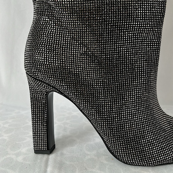 Zara NWT Sexy Silver Glittery Tall Heeled Boots Shoes **Size 42/US Size 11**🔥🔥 - Picture 6 of 7